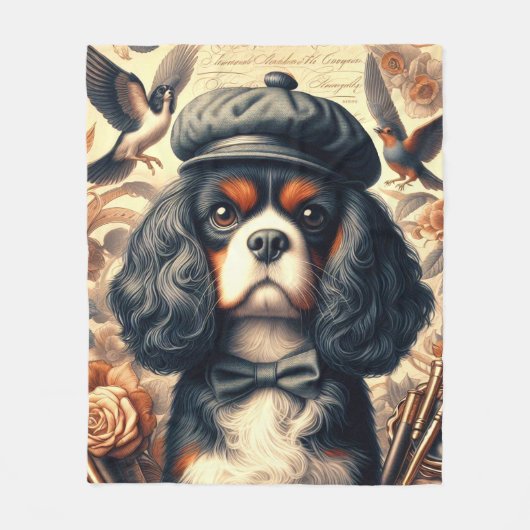 Cavalier King Charles Spaniel Painting Fleecedecke (Vorderseite)