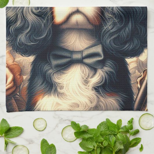 Cavalier King Charles Spaniel Painting Geschirrtuch (Gefaltet)