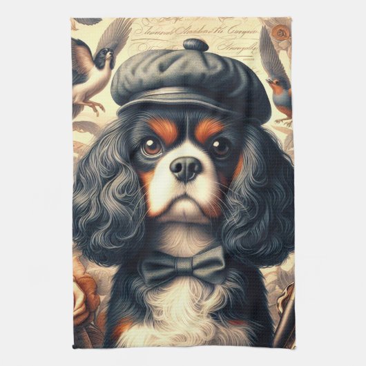 Cavalier King Charles Spaniel Painting Geschirrtuch (Vertikal)