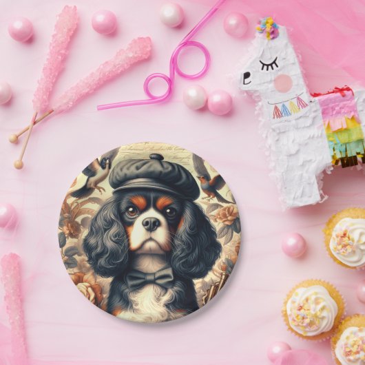 Cavalier King Charles Spaniel Painting Pappteller (Party)