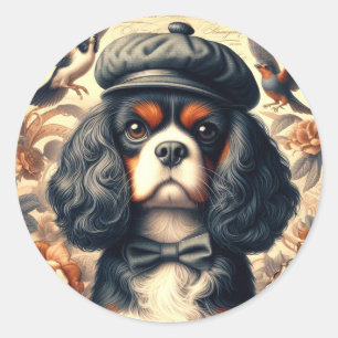 Cavalier King Charles Spaniel Painting Runder Aufkleber