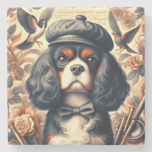 Cavalier King Charles Spaniel Painting Steinuntersetzer (Vorderseite)