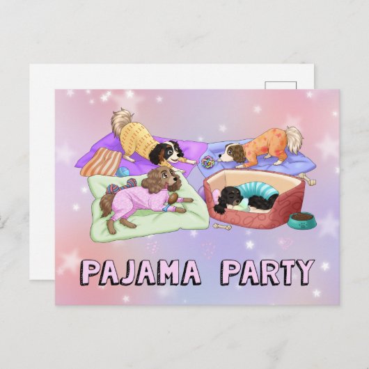 Cavalier King Charles Spaniel Pajama Party Cards! Postkarte (Vorne/Hinten)