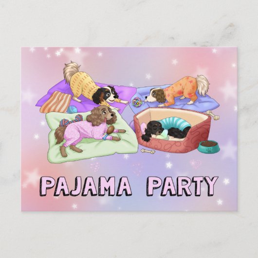 Cavalier King Charles Spaniel Pajama Party Cards! Postkarte (Vorderseite)