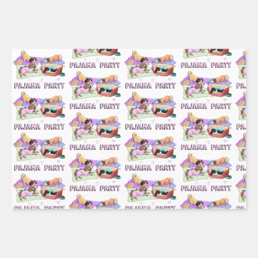 Cavalier King Charles Spaniel Pajama Party Paper Geschenkpapier Set (Vorderseite 2)