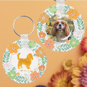 Cavalier King Charles Spaniel Pastel Orange Flower Schlüsselanhänger