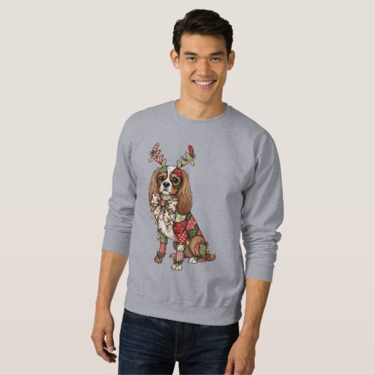Cavalier King Charles Spaniel Patchwork Weihnachts Sweatshirt (Vorne ganz)