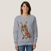 Cavalier King Charles Spaniel Patchwork Weihnachts Sweatshirt (Vorne ganz)