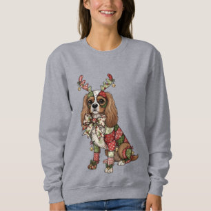 Cavalier King Charles Spaniel Patchwork Weihnachts Sweatshirt