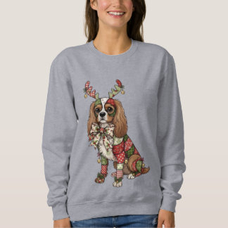 Cavalier King Charles Spaniel Patchwork Weihnachts Sweatshirt