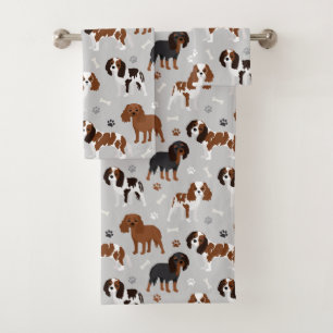 Cavalier King Charles Spaniel Paws and Bones Badhandtuch Set