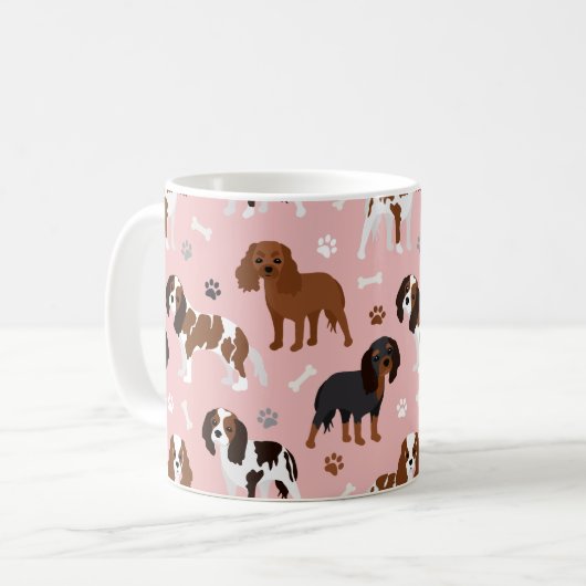 Cavalier King Charles Spaniel Paws and Bones Coffe Kaffeetasse (Vorderseite Links)
