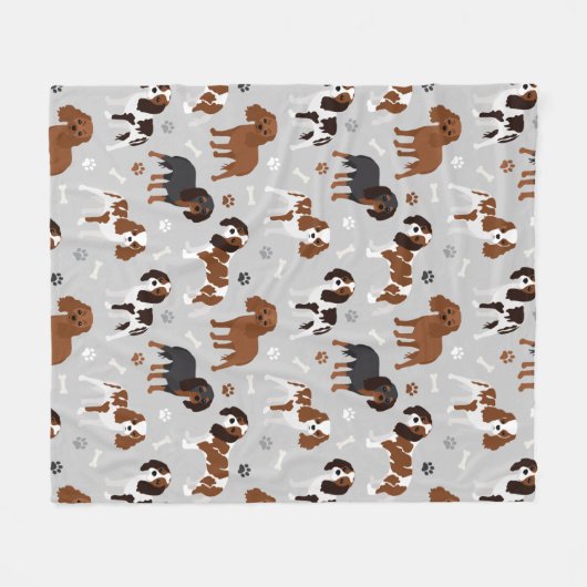 Cavalier King Charles Spaniel Paws and Bones Fleecedecke (Vorderseite (Horizontal))