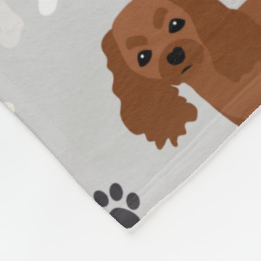 Cavalier King Charles Spaniel Paws and Bones Fleecedecke (Ecke)