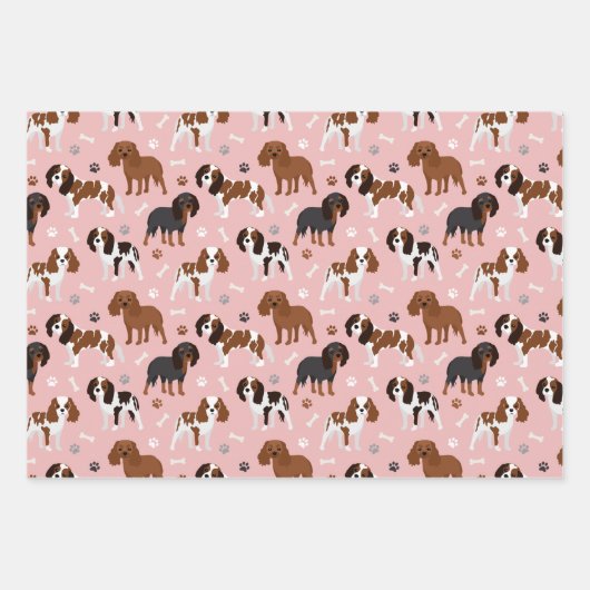 Cavalier King Charles Spaniel Paws and Bones Geschenkpapier Set (Vorderseite 2)