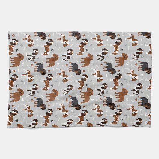 Cavalier King Charles Spaniel Paws and Bones Geschirrtuch (Horizontal)