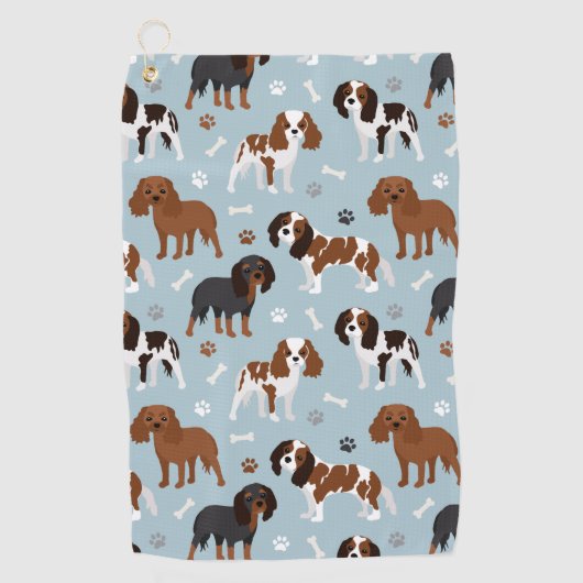 Cavalier King Charles Spaniel Paws and Bones Golfhandtuch (Vorderseite)