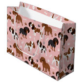 Cavalier King Charles Spaniel Paws and Bones Große Geschenktüte (Vorderseite Schrägansicht)