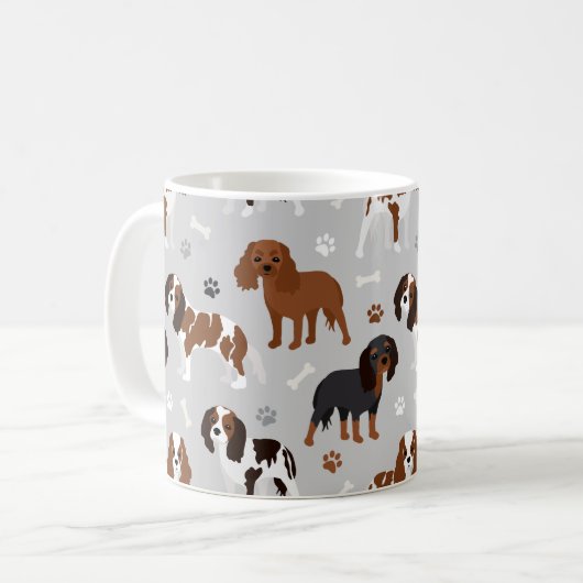 Cavalier King Charles Spaniel Paws and Bones Kaffeetasse (Vorderseite Links)