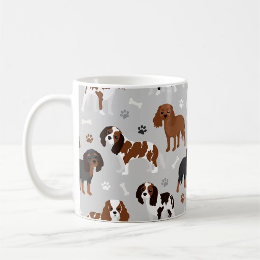 Cavalier King Charles Spaniel Paws and Bones Kaffeetasse (Links)