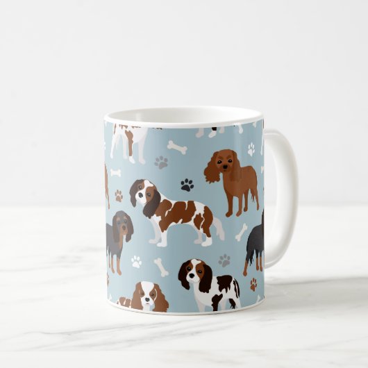 Cavalier King Charles Spaniel Paws and Bones Kaffeetasse (VorderseiteRechts)