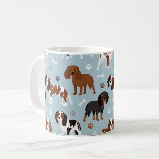 Cavalier King Charles Spaniel Paws and Bones Kaffeetasse (Vorderseite Links)