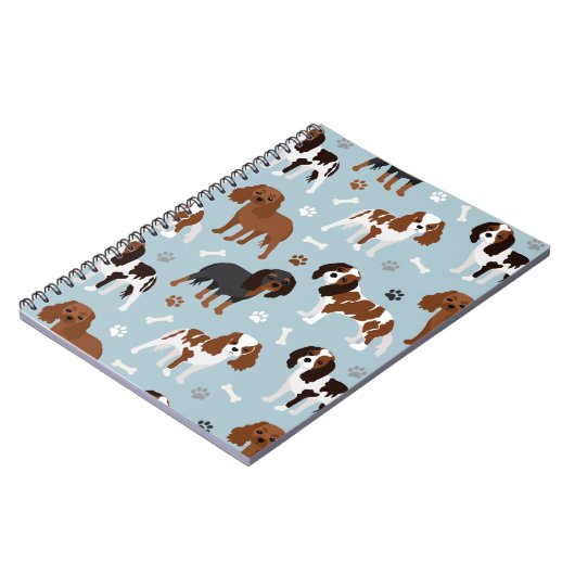 Cavalier King Charles Spaniel Paws and Bones Notizblock (Linke Seite)