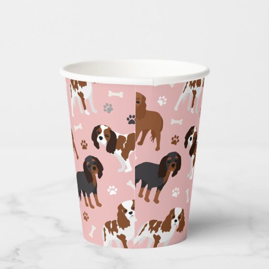 Cavalier King Charles Spaniel Paws and Bones Paper Pappbecher (Rechts)