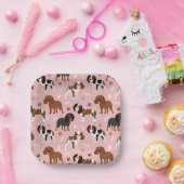 Cavalier King Charles Spaniel Paws and Bones Paper Pappteller (Party)