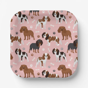 Cavalier King Charles Spaniel Paws and Bones Paper Pappteller