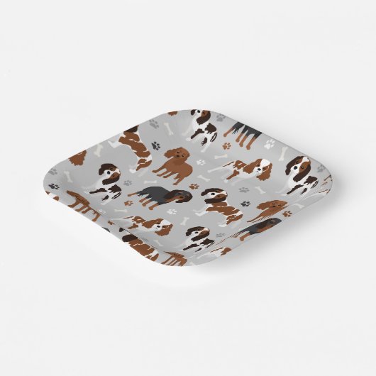Cavalier King Charles Spaniel Paws and Bones Paper Pappteller (Gewinkelt)