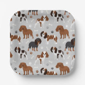 Cavalier King Charles Spaniel Paws and Bones Paper Pappteller (Vorderseite)