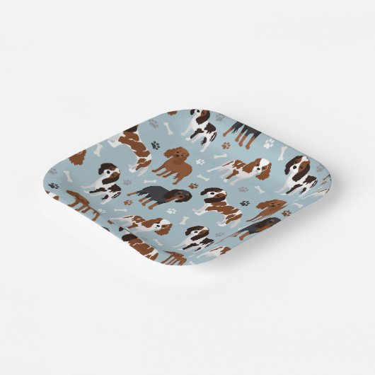 Cavalier King Charles Spaniel Paws and Bones Pappteller (Gewinkelt)