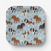 Cavalier King Charles Spaniel Paws and Bones Pappteller (Vorderseite)