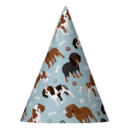 Cavalier King Charles Spaniel Paws and Bones Partyhütchen (Links)