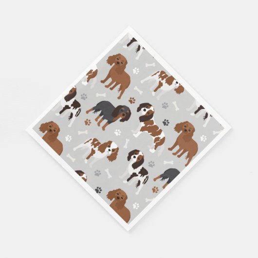 Cavalier King Charles Spaniel Paws and Bones Serviette (Ecke)