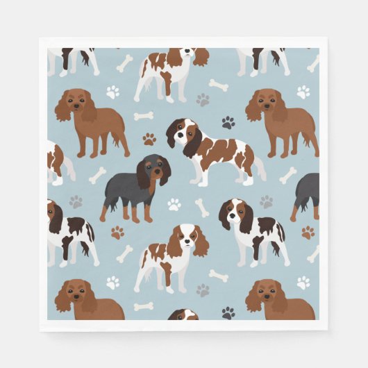Cavalier King Charles Spaniel Paws and Bones Serviette (Vorderseite)