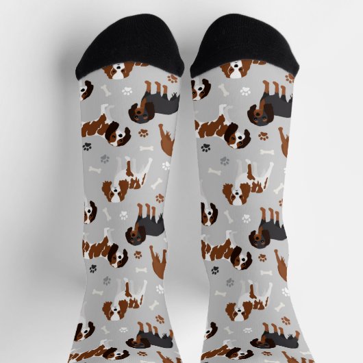 Cavalier King Charles Spaniel Paws and Bones Socken (Oben)