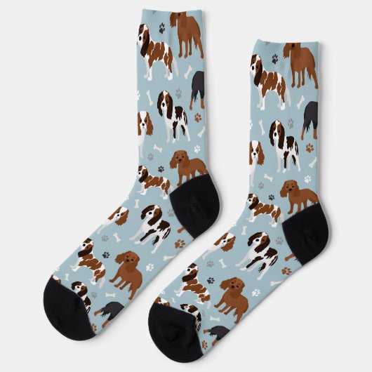 Cavalier King Charles Spaniel Paws and Bones Socks Socken (Linkes Detail)