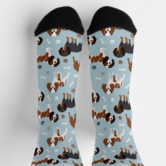 Cavalier King Charles Spaniel Paws and Bones Socks Socken (Oben)