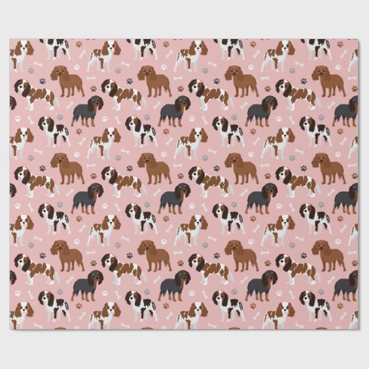 Cavalier King Charles Spaniel Paws and Bones Wrapp Geschenkpapier (Flach)