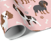 Cavalier King Charles Spaniel Paws and Bones Wrapp Geschenkpapier (Rolleneckpunkt)