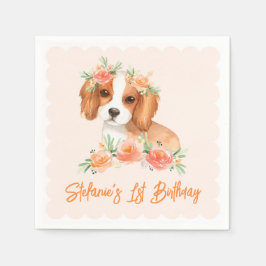 Cavalier King Charles Spaniel Peach Dog Birthday Serviette