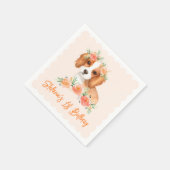 Cavalier King Charles Spaniel Peach Dog Birthday Serviette (Ecke)