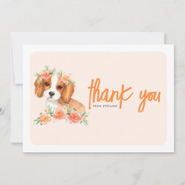 Cavalier King Charles Spaniel Peach Floral Dankeskarte