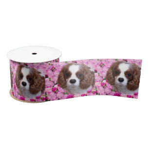 Cavalier King Charles Spaniel Peonies Satinband