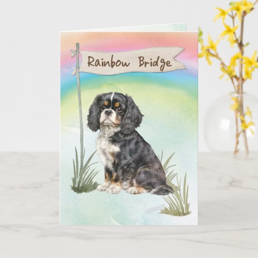 Cavalier King Charles Spaniel Pet Beileid Karte (Gelbe Blume)