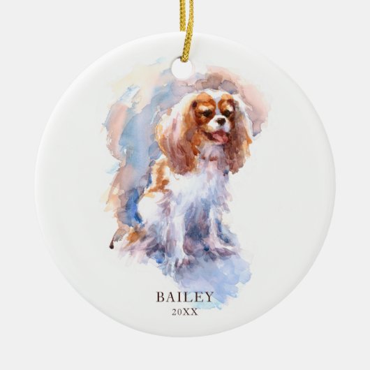 Cavalier King Charles Spaniel Pet Dog Custom Keramik Ornament (Vorne)