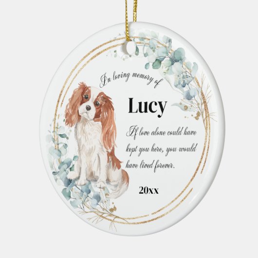 Cavalier King Charles Spaniel Pet Memorial Keramik Ornament (Links)