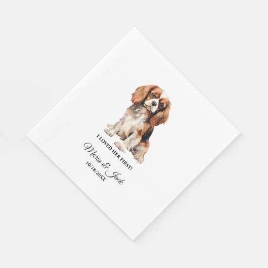 Cavalier King Charles Spaniel Pet Wedding Serviette (Ecke)